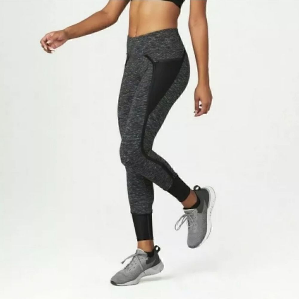 Hylete Nimbus Caprite Gray Heathered Mesh Bottom Leggings Size Small